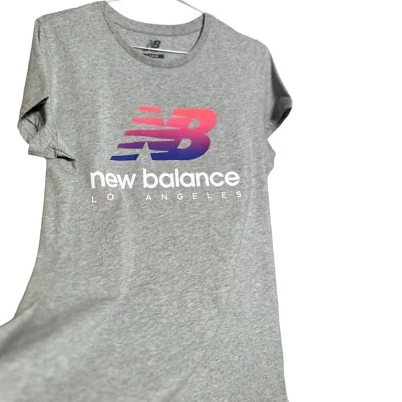 𝙁𝙍𝙀𝙀 🅽🅴🆆 New Balance Los Angeles 100% cotton pink/purple logo gray tee, L - Picture 7 of 10